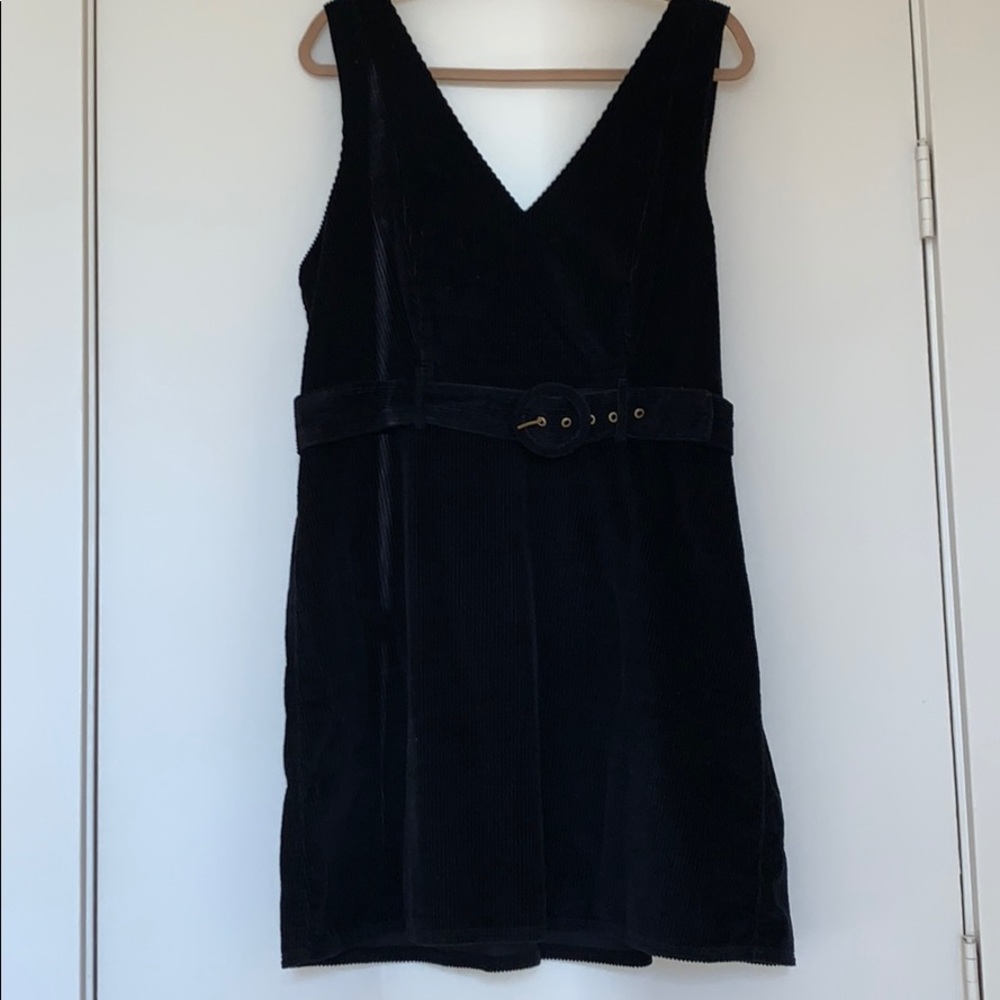 American Eagle Black Corduroy V Neck Dress